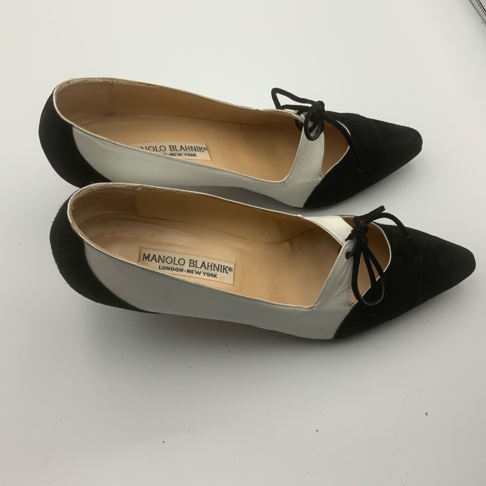 Manolo Blahnik Black and Silver Heels - Picture 4 of 8